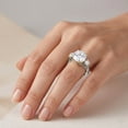 thumbnail image 4 of Rosec Jewels IGI Certified Lab Grown Diamond 3 Stone Engagement Ring - Big Diamond Ring for Women - E-VS1 Grade - with Jewelry Box, 925 Sterling Silver, US 6.50, 4 of 9
