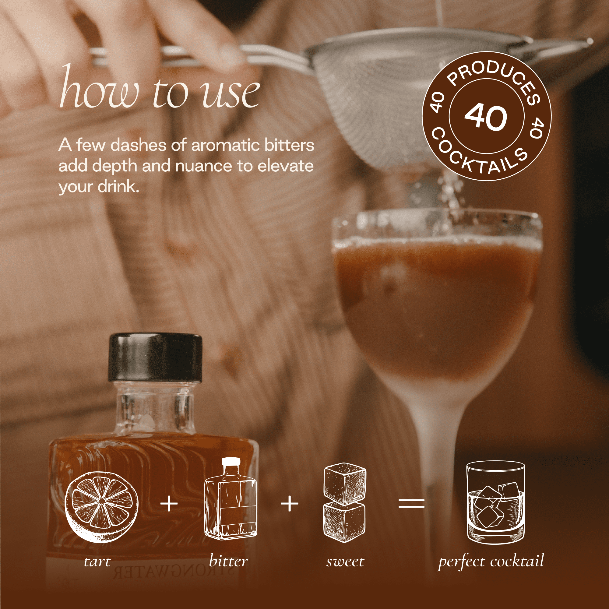 Strongwater Cacao Bitters (40 Servings) - Chocolate Bitters for Cocktails, Made with Roasted Cacao Nibs, Cherry Bark, Vanilla, & Almond - Pair with Bourbon, Vodka, Champagne, Coffee - 3oz, 1 Pack