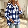 thumbnail image 4 of Admvng Women's Checkered Jacket Hooded Long Sleeve Casual Warm Outerwear, 4 of 9