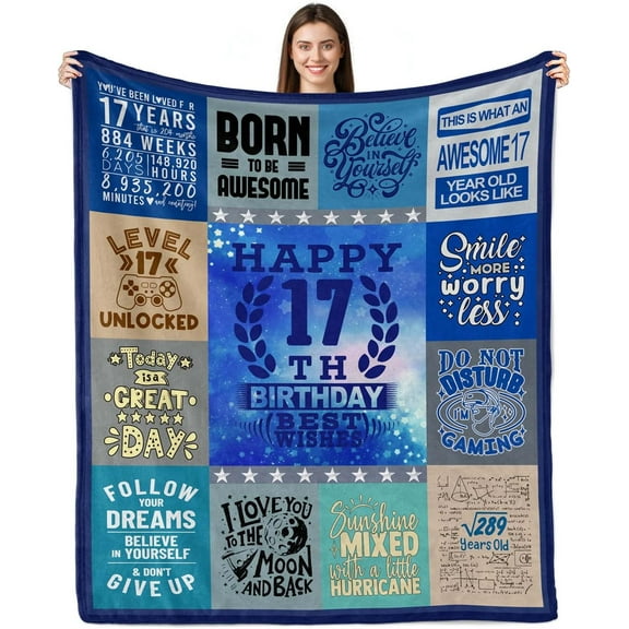 17 Year Old Boy Gift Ideas, 17th Birthday Gifts for Boys, Gifts for 17 Year Old Boys, Birthday Gifts for 17 Year Old Boys, 17th Birthday Decorations for Teen Boys Throw Blanket 50"x60"