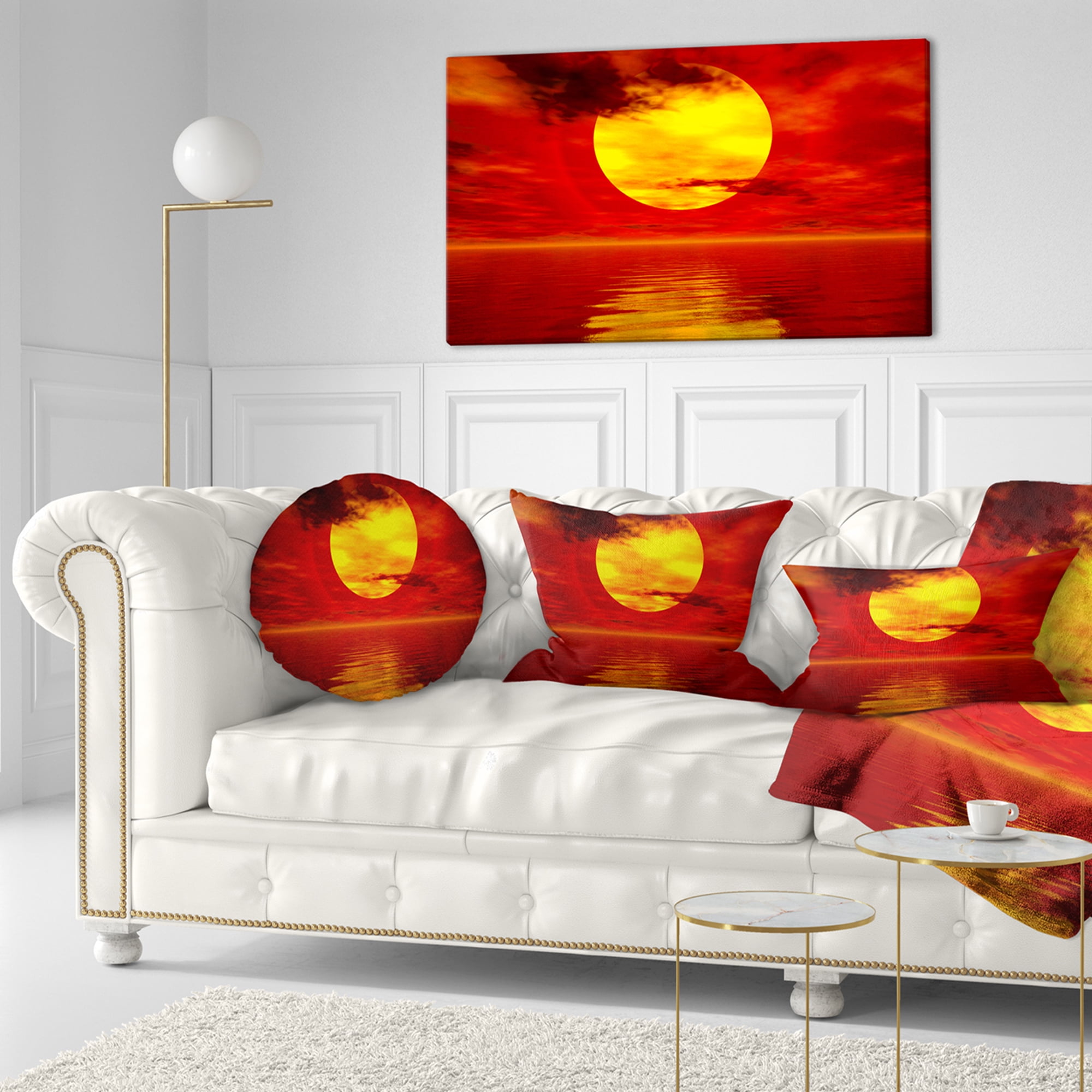 Designart 12" x 20" Red Polyester Throw Pillow