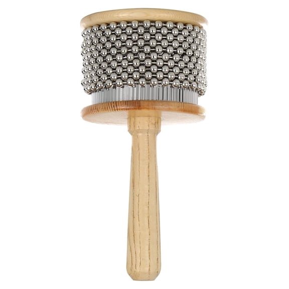 Professional Cabasa Percussion Instrument with Stainless Steel Beads, Wooden Handle Latin Hand Shaker for Music Education Classroom Band