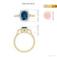 thumbnail image 4 of ANGARA Natural Cushion 1.6 ct London Blue Topaz Halo Ring with Trio Diamonds in 14K Yellow Gold for Women (Size-8x6mm) | November Birthstone Jewelry for Women | London Blue Topaz Ring (Ring Size - 7), 4 of 9