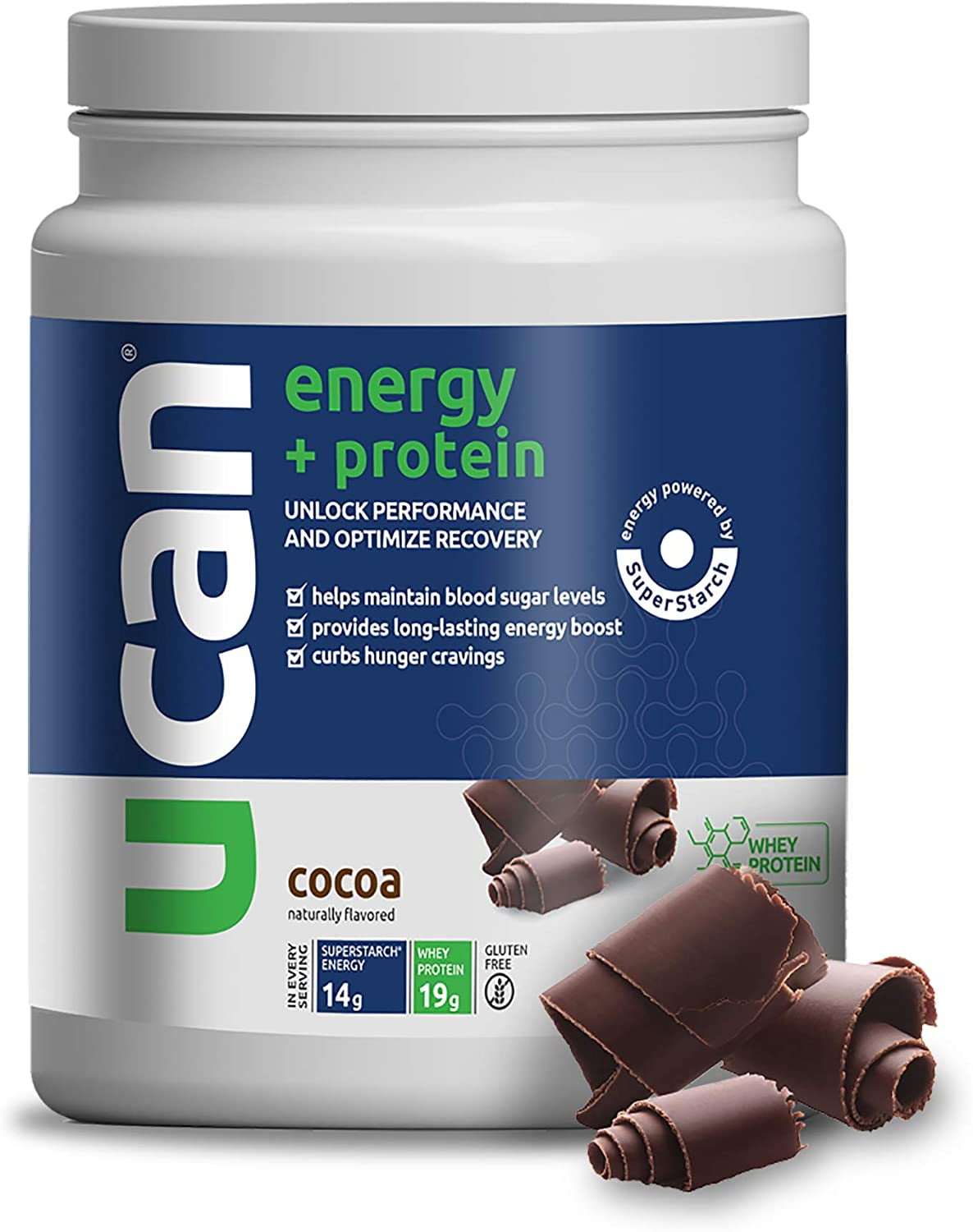 UCAN Energy + Protein Powder with SuperStarch (Cocoa) 20 Servings