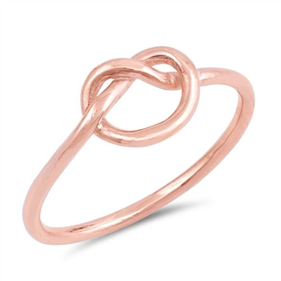Sterling Silver Rose Gold-Tone Plated Love Knot Promise Ring Size 2