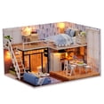 thumbnail image 1 of Casa de muñecas de bricolaje Bricolaje kit de casa de muñecas en miniatura Loft realista Mini 3D casa de madera habitación hecha a mano de juguetes con muebles luces LED regalo de cumpleaños de San Va, 1 of 1