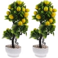 thumbnail image 4 of Artificial Lemon Tree Green PP Bonsai Style Home Decor Living Room 2Set 13X8.7X4.7In, 4 of 9