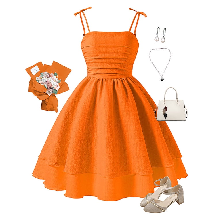 birthday dress orange Cute Toddler Communion Dress Fluffy Girls Princess Birthday Dress