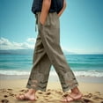 thumbnail image 2 of Women's Plus Cargo Pants Women Jeans Plus Women's Casual Elastic Waistband Cropped Pants with Lace Trim and Color Block Design Stylish 3/4 Length Trousers for Relaxed Fit and Comfort, 2 of 4