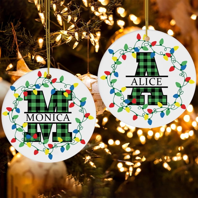 Adorno navideño personalizado para bebé con inicial y nombre, accesorios para fotografías navideñas, adornos navideños, regalo de recuerdo para recién nacidos