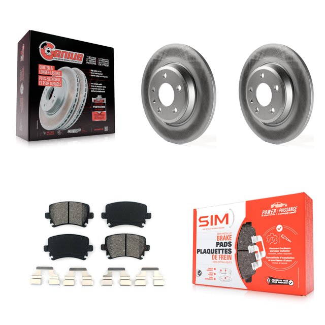 Transit Auto Rear Coated Disc Brake Rotors and Semi-Metallic Pads Kit for Car 2009 Audi A4 Quattro Convertible with 300mm Diameter Rotor KGS-102312