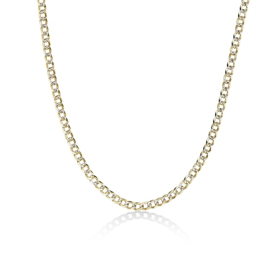 Yellow Gold Plated 925 Sterling Silver 4.3MM Pave Cuban Chain Necklace - 22 Inch