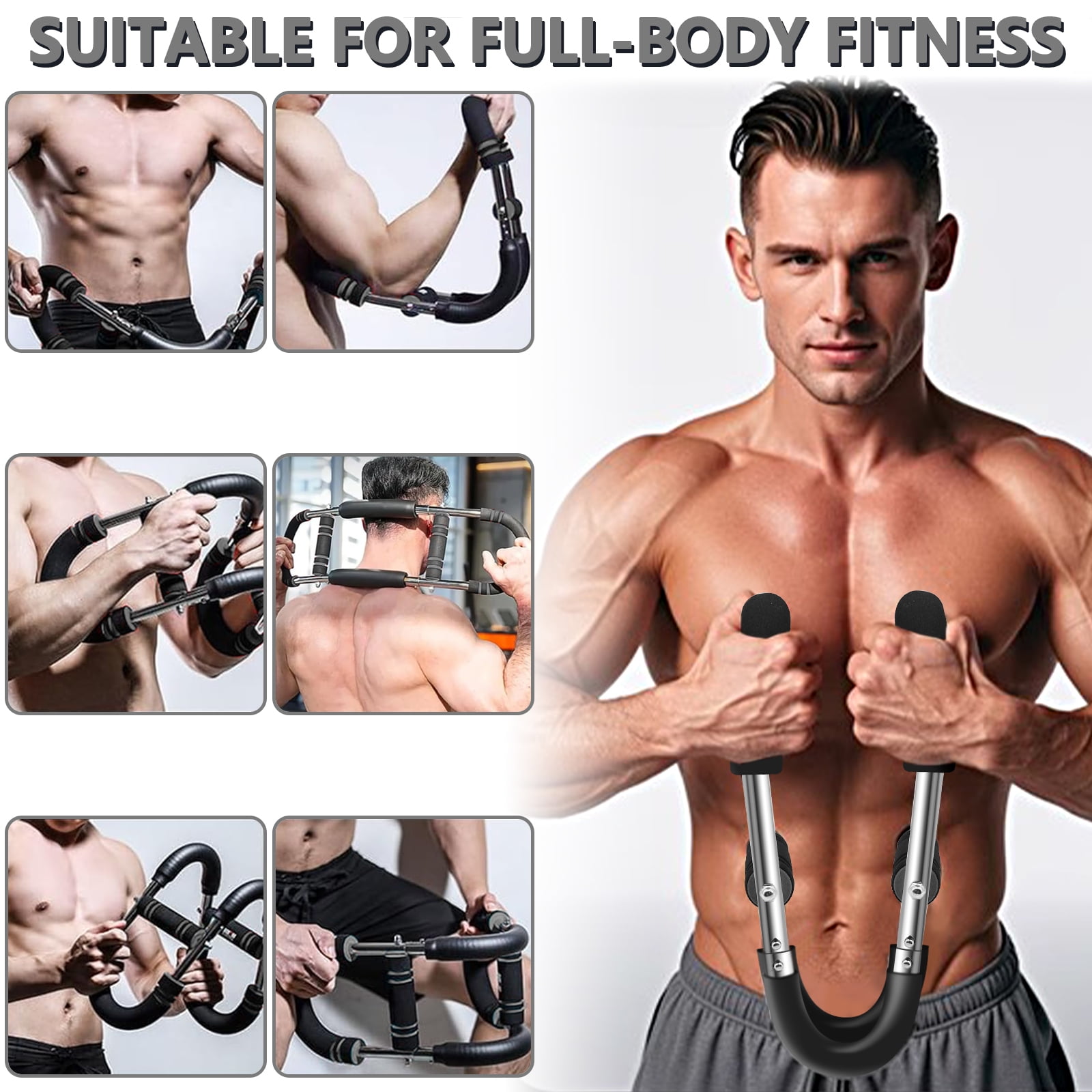 LOVJOYSE Twister Arm Trainer, 66-110lb Adjustable Chest Workout Equipment, Chest Trainer for Men, Portable Detachable Spring Resistance Home Fitness Equipment for Enhancing Upper Body Muscle, Gray