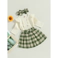 thumbnail image 3 of GXFC Baby Girl Fall Outfits Clothes 6M 9M 12M 18M 24M Newborn Girl Long Sleeve Romper Tops and Plaid A-line Skirt and Headband 3Pcs Casual Autumn Clothing for Infant Girl, 3 of 8