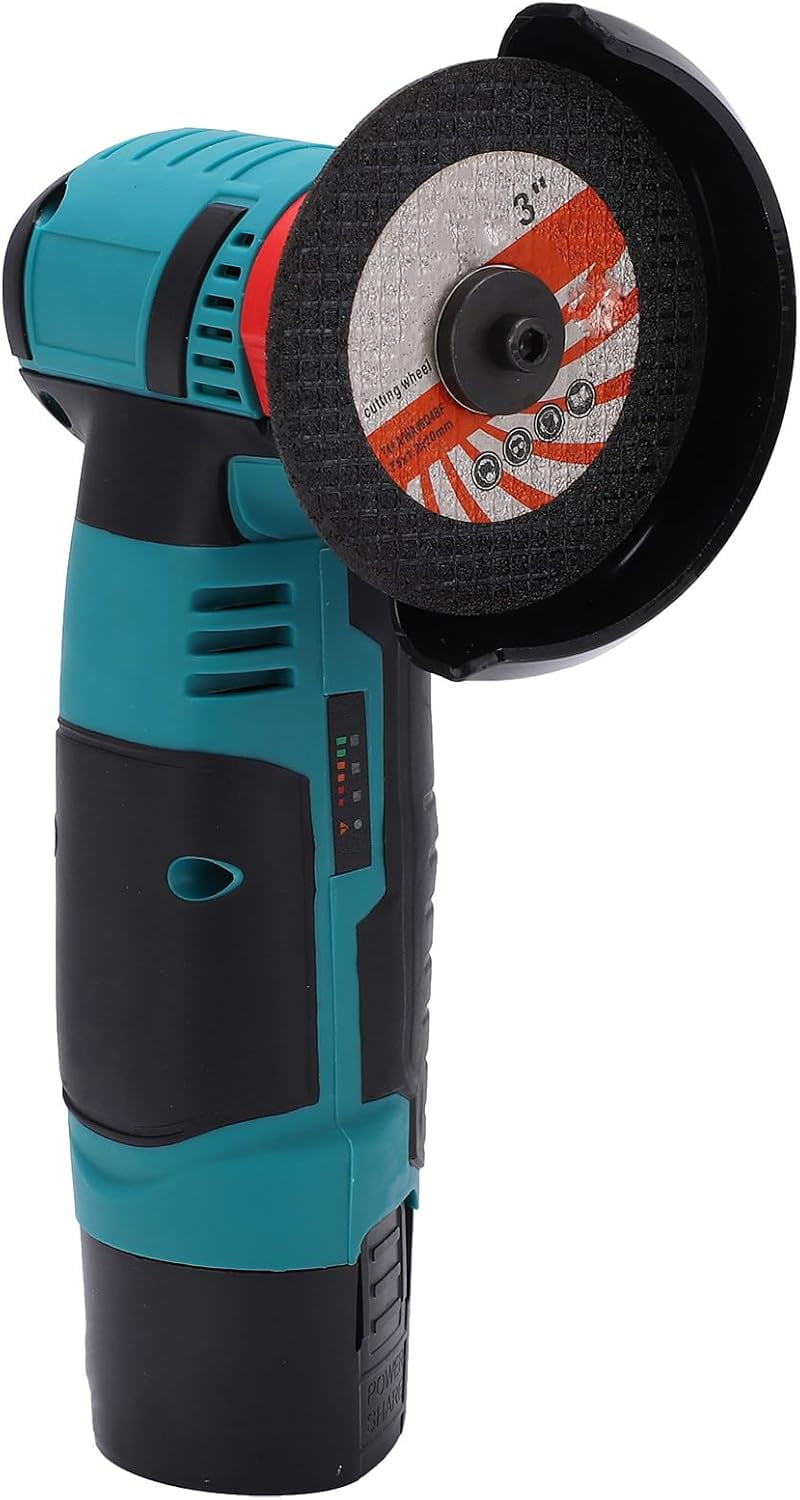 12V Brushless Angle Grinder Multifunctional Rechargeable Handheld Polisher Electric Cutting Grinding Tool US Plug AC 100-240V for Metal Wood DIY Projects (US Plug 1 Battery)