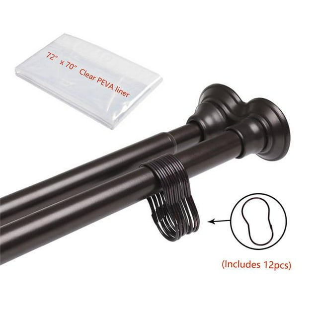 Utopia Alley DS9RB Tiges de Rideau de Douche Double Réglables de 72 Po&44; Bronze Frotté à l'Huile