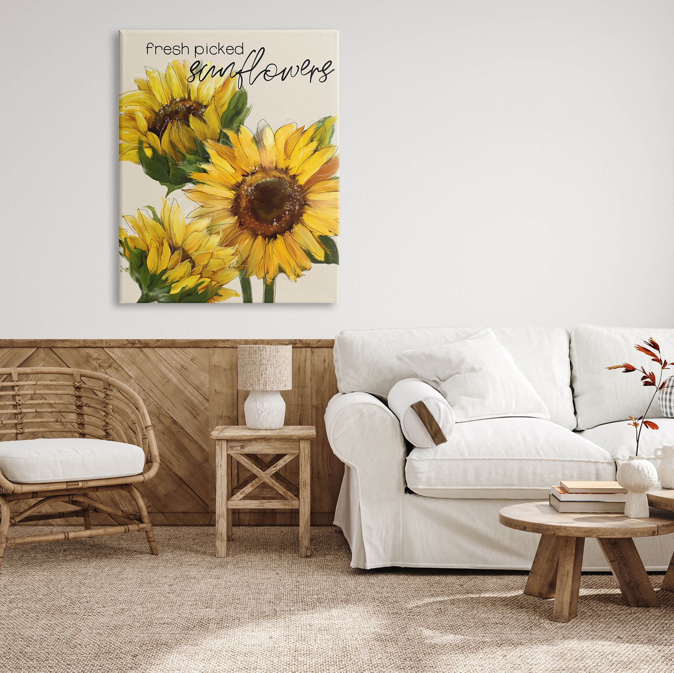 Stupell Industries Fresh Picked Sunflowers Typography Graphic Art Gallery Wrapped Canvas Print Wall Art, Design by Conrad Knutsen