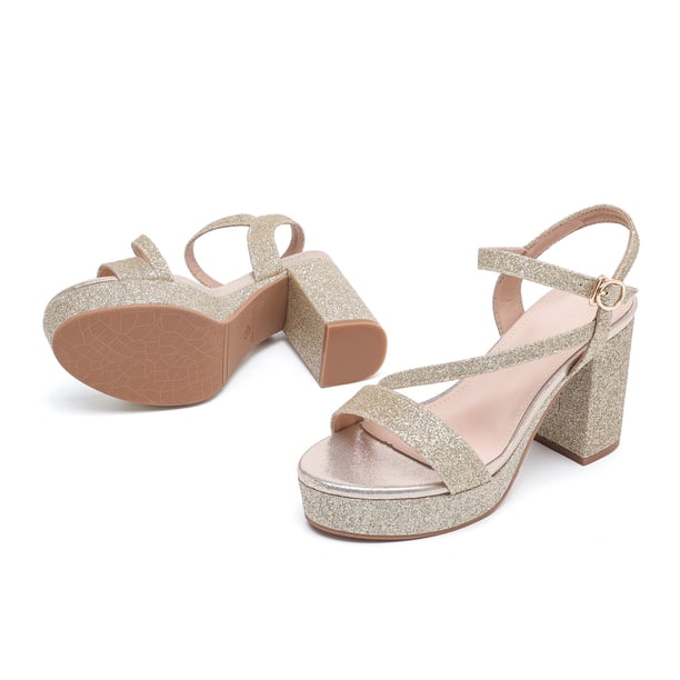 Rose Gold Pink Heels Women's Heels For Women Open Toe Ankle Strap High Block Chunky Platform Rose Gold Pink Heels Women's Heels For Women Open Toe Ankle Strap High Block Chunky Platform