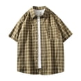 thumbnail image 1 of Birdeem Chemise Cardigan à Manches Courtes à Boutons Imprimé à Carreaux pour Hommes, 1 of 10