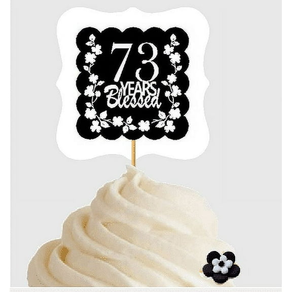 73rd Birthday / Anniversary Blessed Cupcake Decoration Toppers Picks -12ct