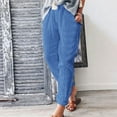 thumbnail image 7 of WTXUE Wide Leg Pants, Bell Bottoms Women Solid Trousers Casual Baggy Elastic Waist with Pockets, Linen Pants Women Pantalones De Mujer, 6-Blue, 7 of 7