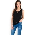 thumbnail image 3 of Women's Sleeveless Blouse with Keyhole Neckline and Geometric Eyelet Design- Black,Medium, 3 of 6