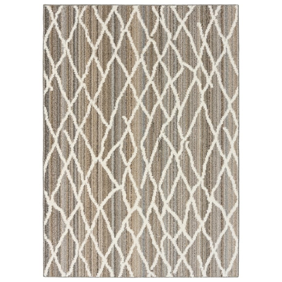Mainstays Diamond Stripe Earth Tone/White Indoor Area Rug, 5' x 7'