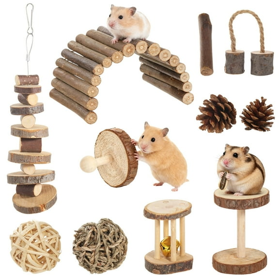 11PCS Hamster Chew Toys, Rabbit Toy, DIY Hamster Bunny Teeth Care Molar Toys, Ideal for Dwarf Hamsters Rat Guinea Pigs Chinchillas Bunnies