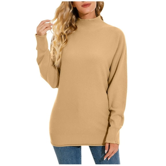 ShomPort Women's Turtleneck Oversized Sweater Long Sleeve Knit Tunic Pullover Tops