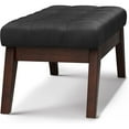 thumbnail image 4 of Tufted Ottoman Bench, 40" Wide, Mid-Century Modern Style, Black Vegan Leather, 4 of 6