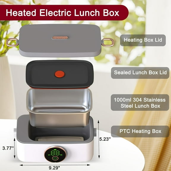 Petyoung Cordless Lunch Box, Portable Self-Heating Electric Lunch Box, With A Capacity Of 1 Liter, Powered By A 16000mAh Battery. The Food Heater