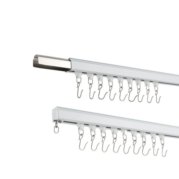 12ft-18ft Adjustable Curtain Hanging Track Aluminum Alloy Curtain Kit