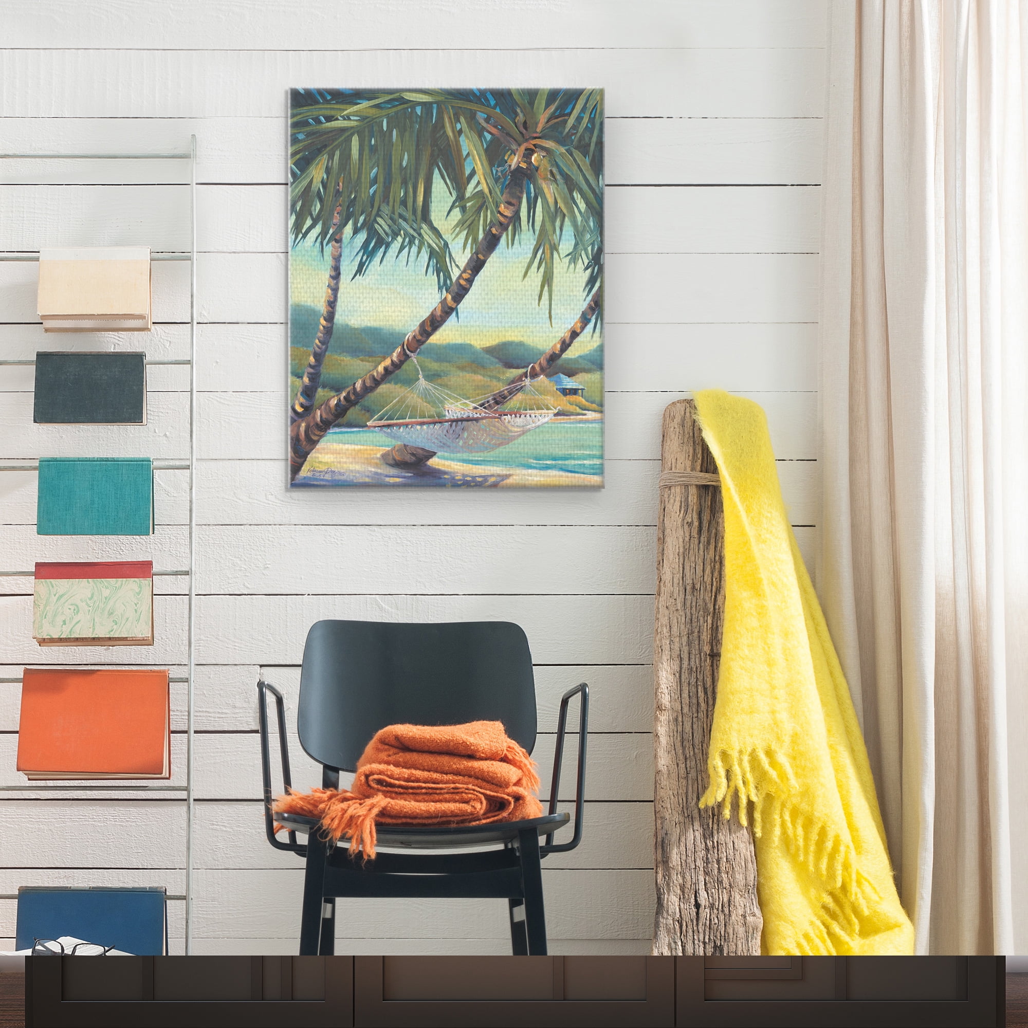 Masterpiece Art Gallery Rest Stop Beach Hammock By Kathleen Denis Canvas Art Print 22" x 28"