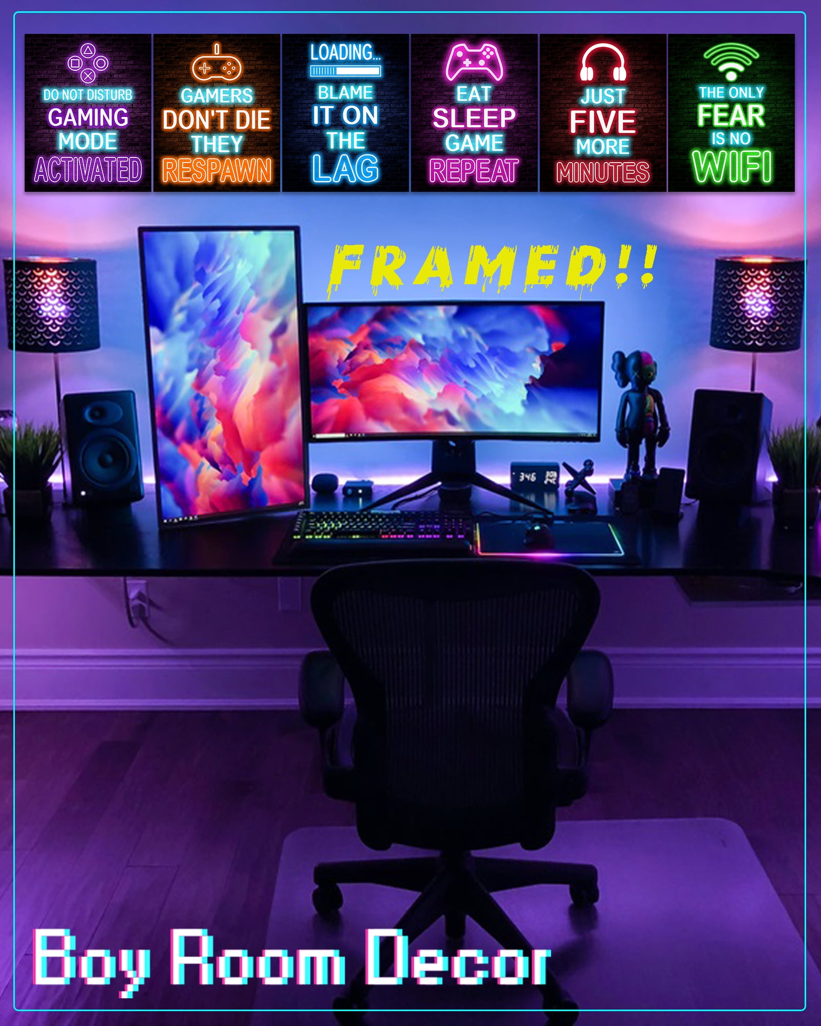 Video Game Posters Gamer Room Decor Neon Gaming Kazakhstan