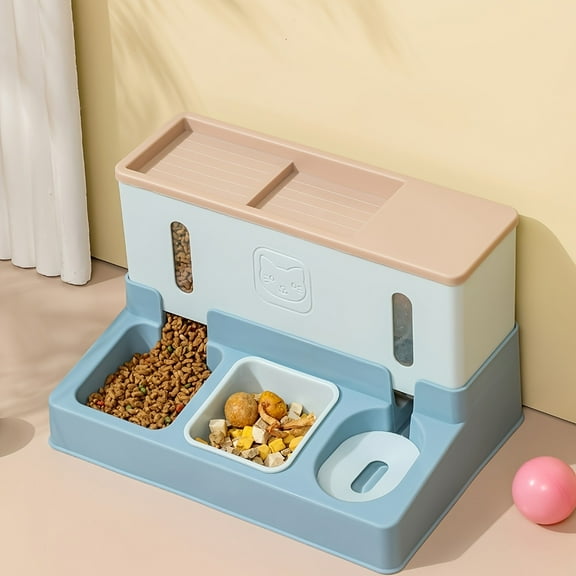 3-in-1 Automatic Pet Feeder - Silent 3-Bowl Design with Water Dispenser | Large Capacity, Non-Stick for Cats/Dogs (No Battery)