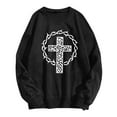 thumbnail image 4 of Arlun Christian Sweatshirt for Women Jesus Faith Trendy Leopard Cross Graphic Printed Pullover Tops Long Sleeve Crewneck Loose Cozy Religious Cute Y2K Sweatshirt Black S, 4 of 4