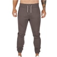 thumbnail image 2 of Ernkv Sports Pants for Men Soft Relaxed Fit Casual Wear Elastic Waist Solid Color Comfy Lounge Casual Fashion Fall Spring Trousers Full Length Pants with Pocket Coffee S, 2 of 5