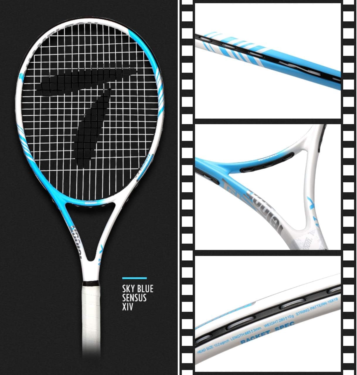 Teloon Sensus Series | Adult Tennis Racquet, Women Tennis Racket Includes Bag Cover, Shock Absorber, Tennis Grip (Sky Blue)