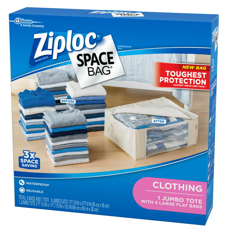 Ziploc Space Bag Clothes Vacuum Sealer Storage Bags for 2 ct Large Flats