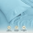 thumbnail image 6 of Lux Decor Rayon from Bamboo Blend Sheets Set - 4 Piece Deep Pocket Bed Sheets Set - California King, Blue, 6 of 9