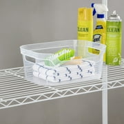 Mainstays Medium Open Bin, Clear Plastic Scoop-Front Easy Access Storage Bin, 8 Pack