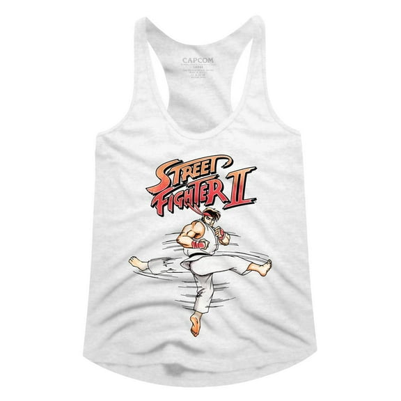 Street Fighter Roundhouse White Women's Racerback Tank Top