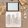 thumbnail image 3 of Skyscraper Stencil with Paint Brush 11.8x11.8inch Reusable City Buildings Drawing Template Tall Buildings Stencil Large Modern Cityscape Template for DIY Crafts Furniture Wall Decor, 3 of 7
