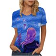 thumbnail image 1 of Blusa estampada de verano para mujer, camisetas casuales de manga corta con cuello redondo, camisetas Pompotops hfajkhk133782, 1 of 4