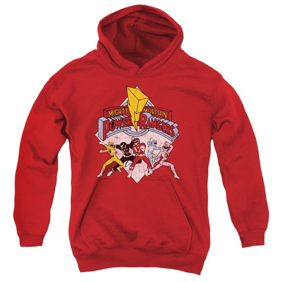 Power Rangers Retro Rangers Youth Pullover Hoodie Sweatshirt Red