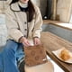 thumbnail image 5 of Bolsa Estuche de cosméticos de pana con cara sonriente para mujer, neceser de viaje para maquillaje (beige), 5 of 6