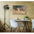 thumbnail image 2 of wall26 Canvas Wall Art - Galloping Horses on Vintage Wood Textured Background - Rustic Country Style Modern Giclee Print Gallery Wrap Home Decor Ready to Hang - 16" x 24", 2 of 3