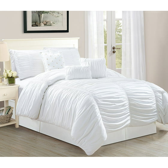 Odessa California King Size 7-Piece Tufted Ruffle Comforter Bedding Set ...