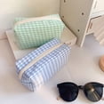 thumbnail image 4 of Portable Korean Travel Sundries Large Capacity Candy Color Plaid Makeup Bag Cosmetic Organizer Wash Bag Storage Pouch GREEN, 4 of 8