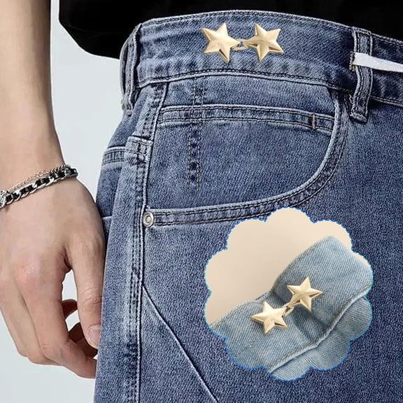 Pants Waist Tightening Buckle Adjustable Waistband Shrink Belt for Men Women Trousers Jeans Waistband Tightener Five-Point Star Design Fashion Accessory